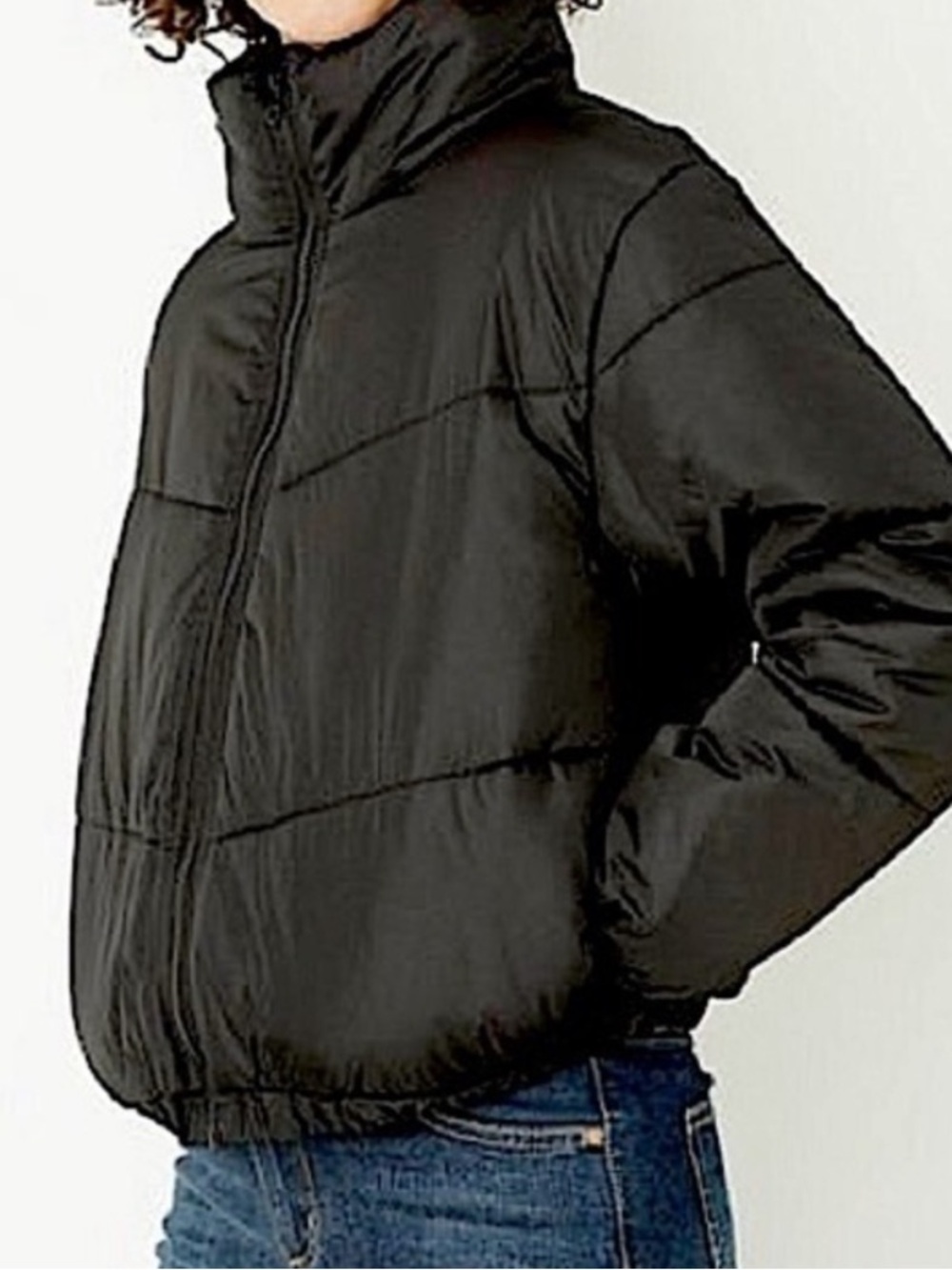 Wild Fable XS/S  Black Puffer Jacket with Pink Lining cropped